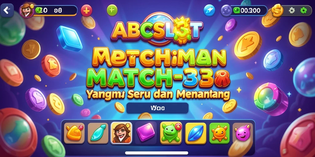Tampilan gameplay seru dalam permainan Match-3 ABCSLOT.