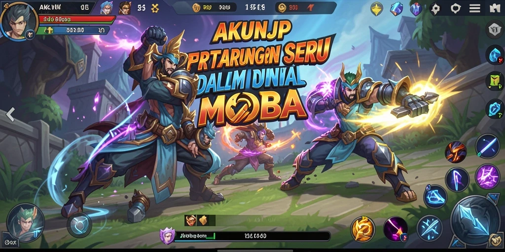 Screenshot gameplay AKUNJP yang menunjukkan pertarungan tim yang intens.