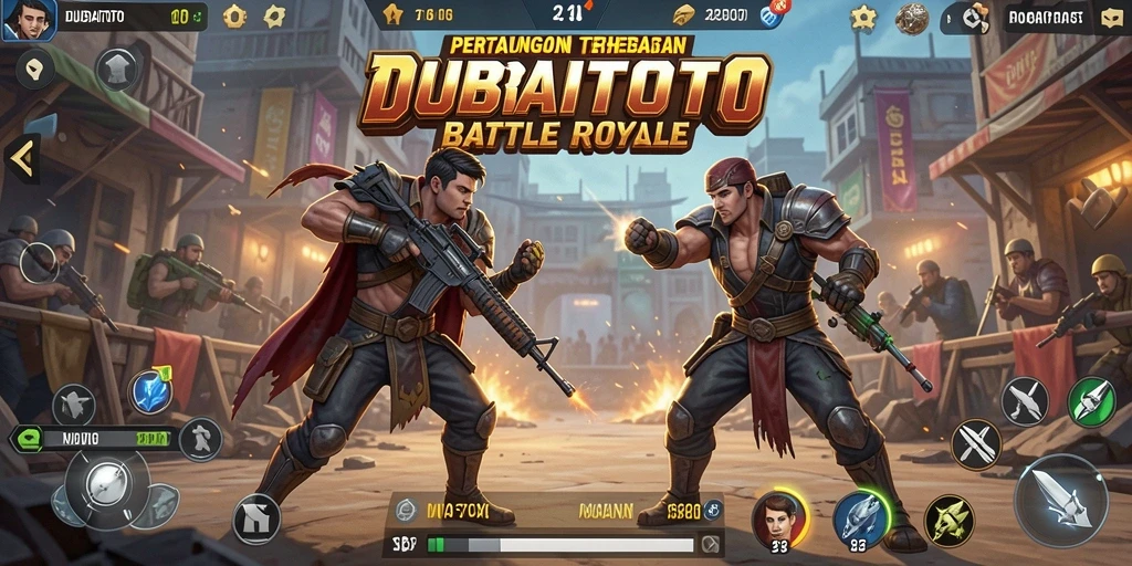 Tampilan aksi seru dalam permainan Battle Royale DUBAITOTO.