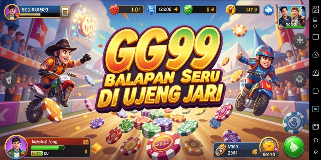 Screenshot GG999 menampilkan kendaraan balap yang sedang melaju cepat di lintasan.