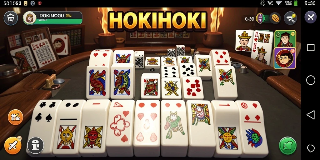 Tampilan gameplay seru Domino di HOKIHOKI dengan berbagai fitur menarik.