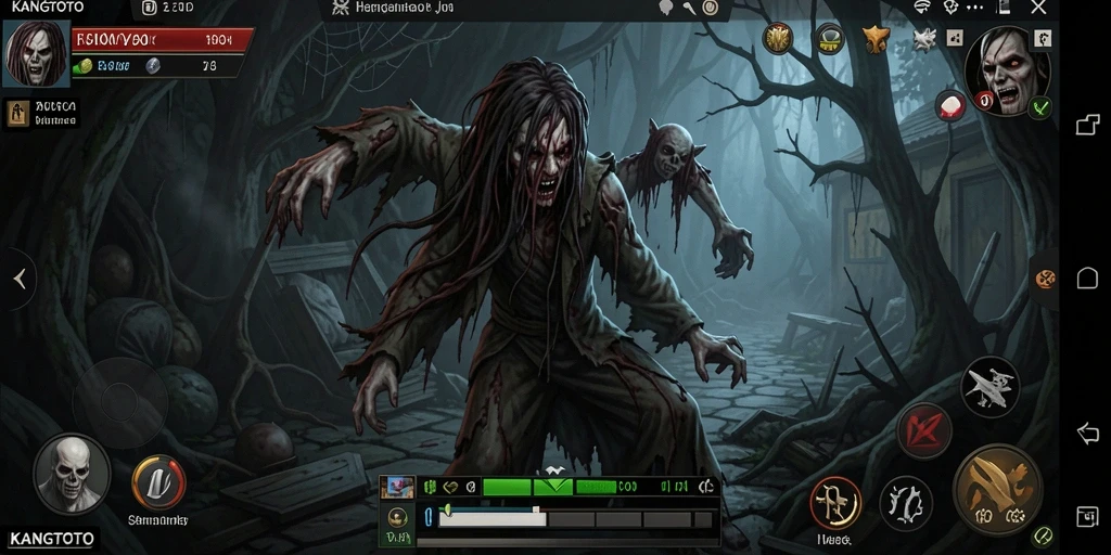Tampilan gameplay menyeramkan dengan suasana horor yang mencekam.