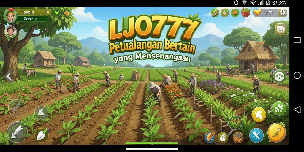 Tampilan seru dari gameplay LJO777 yang menampilkan aktivitas bertani.