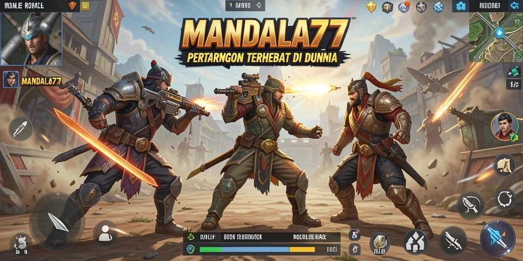Tampilan gameplay seru di MANDALA77 dengan pertarungan hebat Battle Royale.