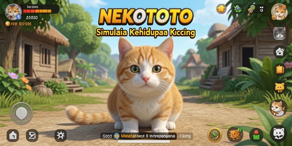 Tampilan gameplay NEKOTOTO yang menarik dengan kucing lucu.
