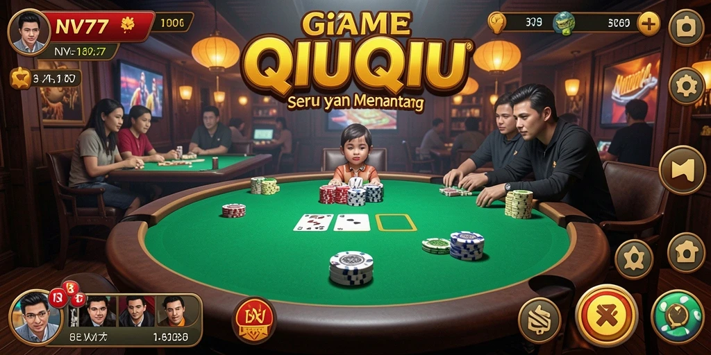 Tampilan gameplay seru NV77 dengan aksi QiuQiu yang mendebarkan.