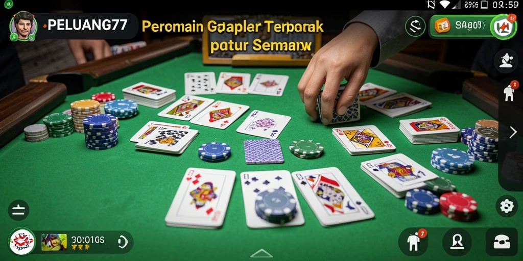 Tampilan screenshot PELUANG77 dengan gameplay Gaple yang seru.