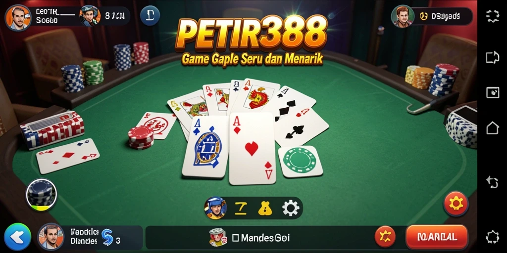 Gameplay PETIR388 yang seru dengan fitur Gaple menarik.