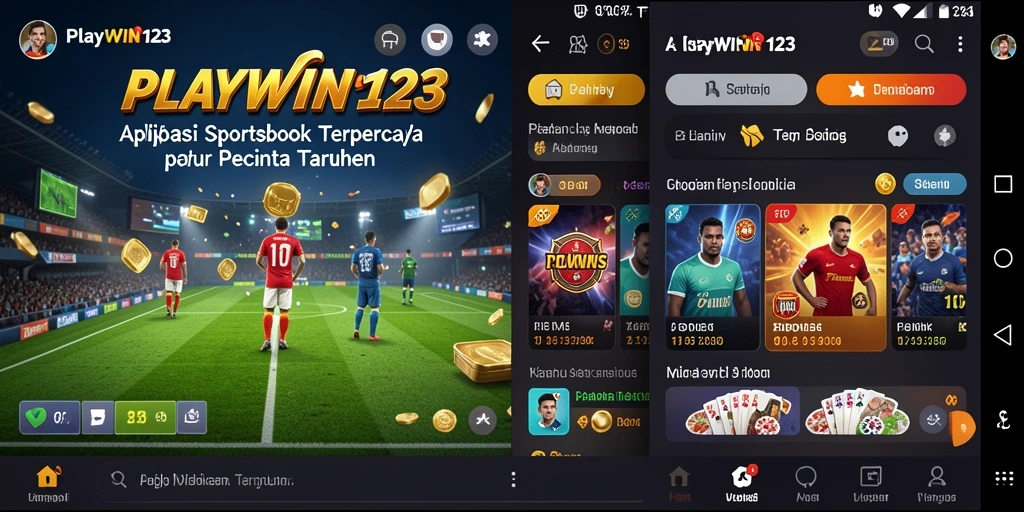 Tampilan menarik dan modern dari aplikasi PLAYWIN123 saat taruhan olahraga.