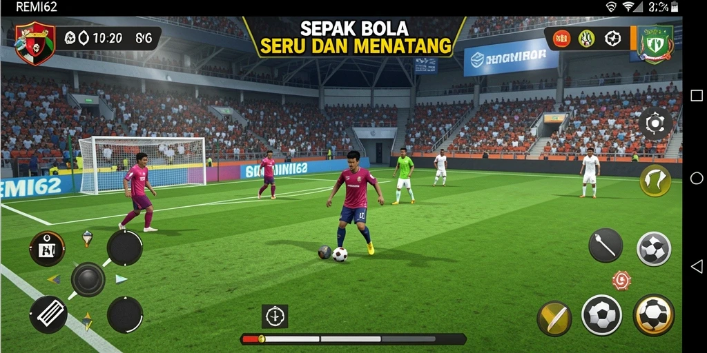 Gameplay seru dalam pertandingan sepak bola yang menegangkan.