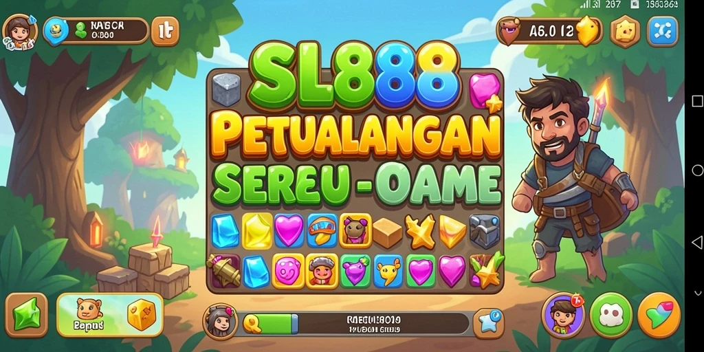 Screenshot gameplay SL888 menampilkan aksi mencocokkan permata yang seru.