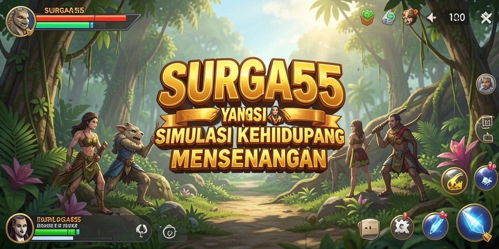 Tampilan gameplay SURGA55 dengan karakter dan lingkungan interaktif.